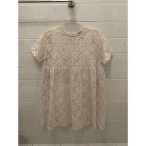 Vintage 1980s Esprit Teens Light Pink Lace Dress Over Slip Dress Age 15 USA Made